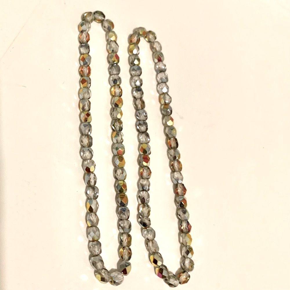 Vintage Crystal Prism Bracelet Bead Faceted Iridescent Stretch (2 set) - Picture 3 of 12